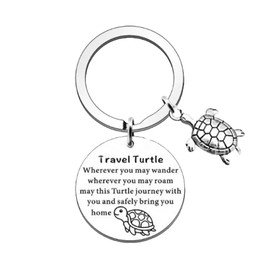 AIQIUQIU Travel Turtle Keychain Wherever You May Wander, Good Luck Charm Gifts for Family Friends