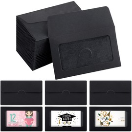 120 Sobres de Tarjeta Regalo con Ventana Funda de Tarjeta de Regalo Tamaño de Tarjeta de Crédito sin Tarjeta para Navidad Acción de Gracias, 3.9 x 2.4 Pulgadas (Negro, Clásico)