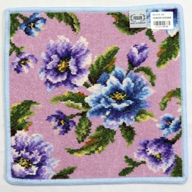 FEILER AMETHYST BLOOM Amethyst Bloom Handkerchief, 9.8 x 9.8 inches (25 x 25 cm), Pale Purple/Blue
