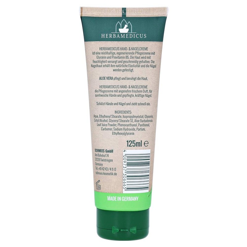 Hand and Nail Cream with Aloe Vera Herbamedicus 125 ml
