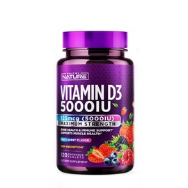 Built by Nature Chewable Vitamin D3 5000 IU - Vitamin D Supplement Chews – Sugar Free & Natural Berry Flavor - 120 Tablets