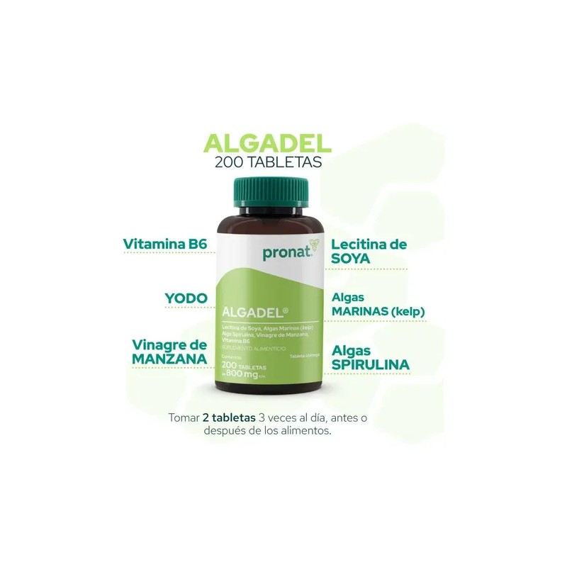 Suplemento Algadel Lecitina De Soya (200 Tabletas) - Pronat Sabor