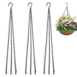FIBOUND 3 Pack 40cm Heavy Hanging Basket Chains with 3 Points, Metal Replacement Chain for Hanging Baskets, Hanging Basket Tripod Chain, Metal Hanging Basket Chains, Replacement Metal Chain Holder