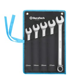 DURATECH Long Pattern Combination Wrench Set, Metric, 5-Piece, 23-30mm, 12 Point, CR-V Steel, with Pouch