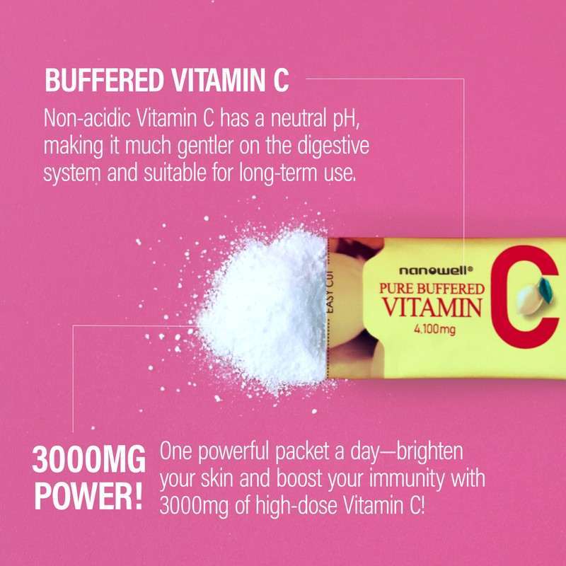NANOWELL Pure Buffered Vitamin C 3000 mg per Serving, Dietary