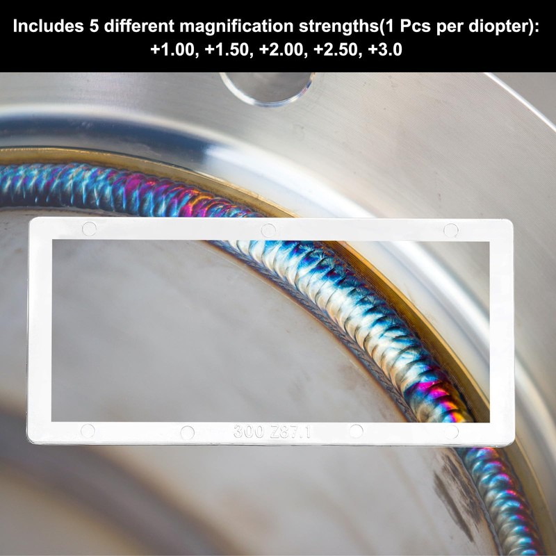 PATIKIL Magnification Welding Lens, 5 Pack 1.0/1.5/2.0/2.5/3.0 Diopter 2x4.25" PC