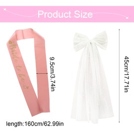 TSHAOUN Bride to Be Sash Set, Bridal Bow Veil, Rose Gold Bride to Be Sash, Bride to Be Bachelorette Party Decorations, Hen Party Accessories, for Wedding, Bridal Shower, Bachelor Party (White)
