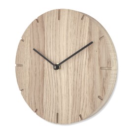 Natuhr Wall Clock Untreated Oak Wood Solid 20 cm Mini Solid Wood Silent U.T.S. Clock Movement (Untreated Oak, Black Hands)