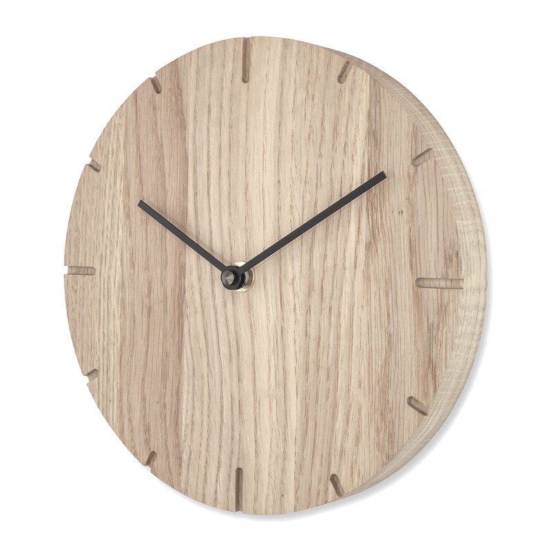 Natuhr Wall Clock Untreated Oak Wood Solid 20 cm Mini