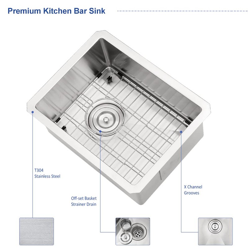 Hovheir 12x16 Inch Undermount Bar Sink - 16 Gauge Stainless
