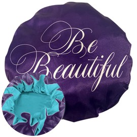 BE BEAUTIFUL EXTENSIONS women Bonnet sleeping bonnet satin night cap bonnet for women with curly hair satin cap for natural hair blue (purple)