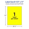 Avery Printable Sticker Paper, 8-1/2" x 11", Full-Sheet Labels, Neon