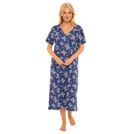 Suzy & Me Plus Size 100% Jersey Cotton Nightshirt (NAVY BUTTERFLY 26-28)