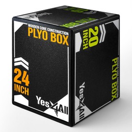 Yes4All 3-in-1 Soft-Padded Plyo Box With Wooden Core, Non-Slip Multi-Use Cushioned Plyometric Jump Box with Vinyl Cover for Jumping, Conditioning, Strength Training - 24x20x16 Inches