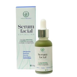 Sérum Facial de Espirulina con Ácido Hialurónico y Complejo Vitamínico, Hidratante y Antioxidante para el Cuidado Diario de la Piel del Rostro, 30 g  