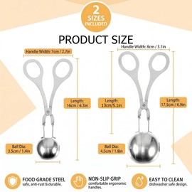 2 formine per polpette di carne, cucchiai per polpette, pinze antiaderenti, a sfera, per polpette di carne in acciaio inox, per polpette di carne e biscotti
