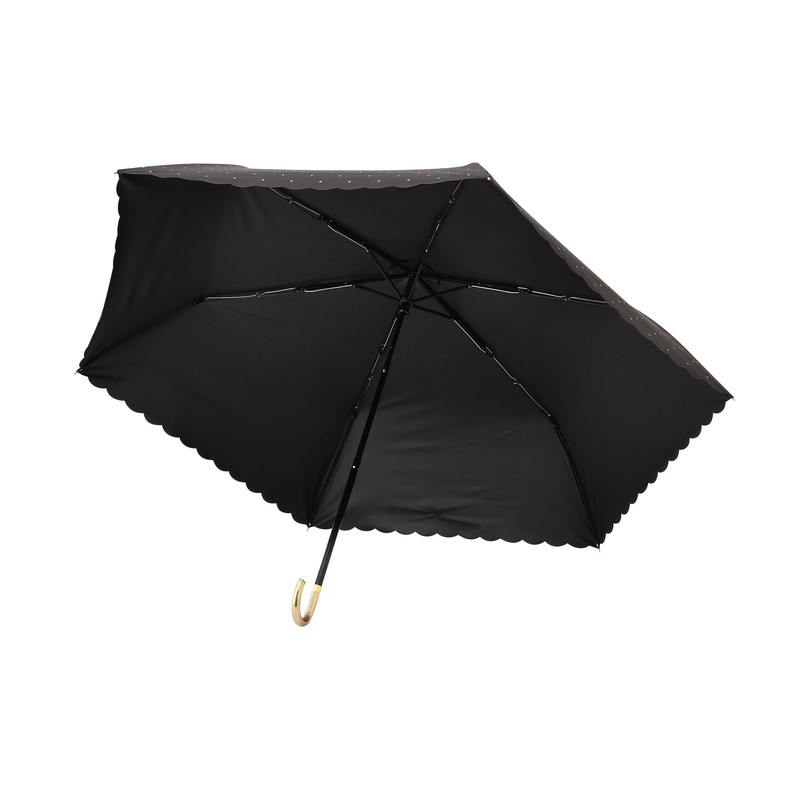 Francfranc Flanc Blackout Dot Glitter Heat Cut Folding Umbrella, 19.7