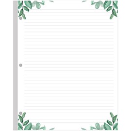 A4 Lined Refill Paper, 3-Hole Punched Ruled Filler Paper, 100Sheets / 200Pages Loose-Leaf Line Paper, 100gsm White Paper, 8.5'' x 11'', Leaf