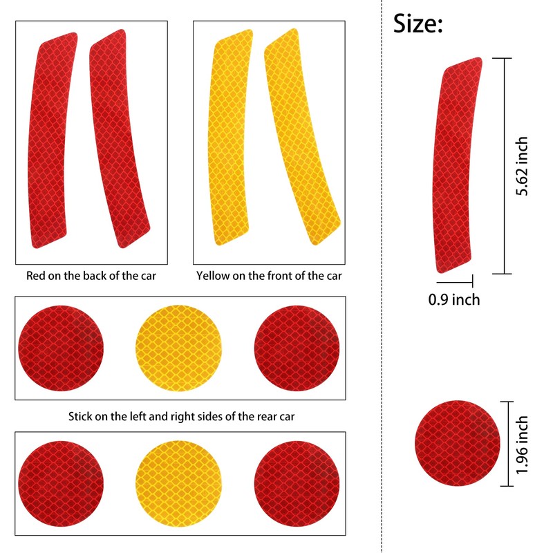 10L0L Golf Cart Reflective Stickers (Dots) Reflex Reflector Strips for