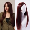 Red - brown Mid - part Long Straight Wig, Long