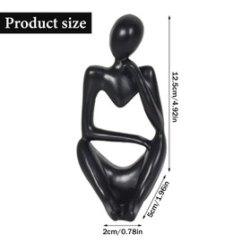 Zimoer Denker Resin Sculpture, Abstract Art Figures, Bookshelf DEK, People Decorative Figures, Ornaments for Living Room, Bookcase, Dining Table and Office (Black)