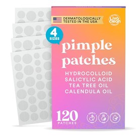 Livaclean 120 CT Parches para Granos para el Rostro con Ácido Salicílico, Árbol de Té & Aceite de Caléndula – Cuatro Tamaños Puntos Anti-Granos Parche