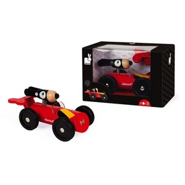 Janod - Spirit - Wooden Car Toy - Dan - Rubber Wheels and Glossy Paint, J04490