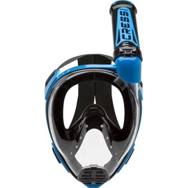 Cressi Duke Full Face Snorkel Dry Mask - Available in Standard Version or with Action Cam Holder, Adult Unisex, Black/Blue, S/M