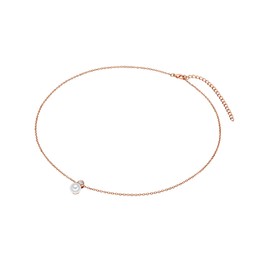 Valero Pearls Women's Necklace Sterling Silver 925 Rose Gold-Plated Freshwater Cultured Pearls Zirconia White - Necklace Women Rose Gold Colours Freshwater Pearl, Sterling Silver, Rose Gold, Cubic