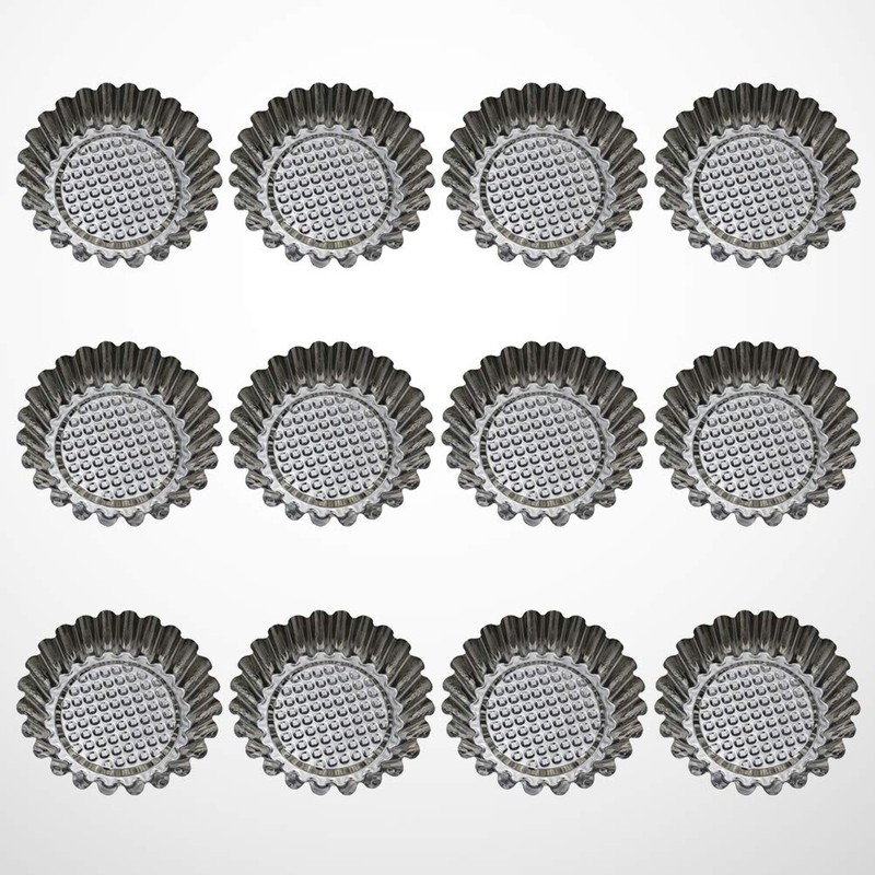 DOITOOL Baking Cup 12pcs Stainless Steel Round Lace Egg Tart