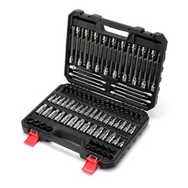 MIXPOWER 107-Piece Drive Bit Socket Set - 1/4", "3/8 & 1/2 Inch, Torx, Hex, Ball End Hex, SAE & Metric, S2 Steel