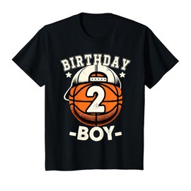 Kids 2nd Birthday Boy 2 Year Old Basketball Theme Decorations Boy T-Shirt