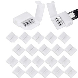 20Packs 4-Pin RGB LED Light Strip Connectors 10mm Unwired Gapless Solderless Adapter Terminal Extension for SMD 5050 Multicolor Strip
