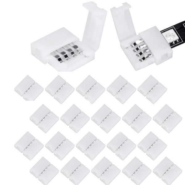 20Packs 4-Pin RGB LED Light Strip Connectors 10mm Unwired Gapless