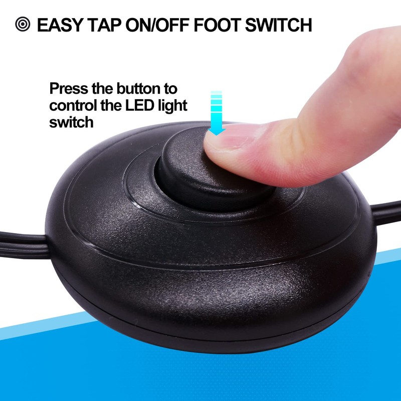 Twidec/Foot Switch Floor Black Foot Pedal Push Switch Round Inline