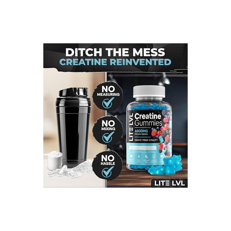 LITE LVL - 60 x Mixed Berry Flavoured Creatine Gummies