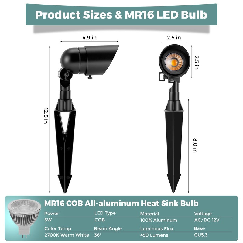 Gardencoin Low Voltage Landscape Spotlight, 12V LED Outdoor Landscape Lighting,