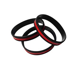 20 Thin Red Line Silicone Wristband Bracelets Fire Services and Fighters Awareness Support