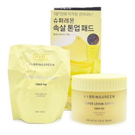 Bring Green Super Lemon Glutathione Toner Pads (Main Product: 90 Pads + 90 Refills) / 브링그린 슈퍼레몬 글루타치온 토너 패드 본품90매+리필90매