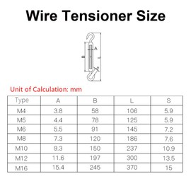 M6 Stainless Steel 304 Turnbuckle Double Hook Wire Tension Tensioner Rope Cable Tension Set Heavy Duty
