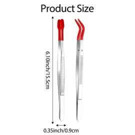 2 Pcs Craft Tweezers Long Tweezers For Crafts Tweezers For Crafting Rubber Tipped Tweezers Coated Precision Tweezers Hobby Craft Tweezers Set Long Bent And Straight Flat Tip Tweezers For Stamp Coins