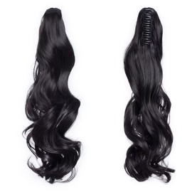 TESS Ponytail Clip Extensions, 45 cm Wavy Ponytail Hairpiece, #2A Natural Black Hair Extensions for Braid, Synthetic for Women