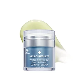 It Cosmetics Hello Results Serum, Serum Crema Facial Reafirmante y Anti-Signos de la Edad con Retinol, Niacinamida, Vitamina B5 y Vitamina E, 50 ml