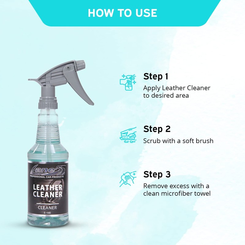 LANE'S Leather Cleaner- Leather Cleaning Spray, Automotive Leather Cleaner- Cleans