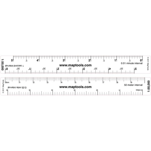 Map Ruler for 1:50,000 Scale Maps. LAT/Lon, Miles, Kilometers