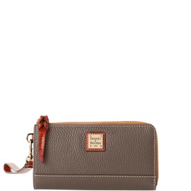 Dooney & Bourke Women's Folded Zip Wristlet in Pebble Grain Leather, with Detachable Wrist Strap, Black