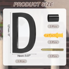 sourcing map Floating House Letters, 5 Inch Acrylic Modern Address Letter for Outside with Nails Kit for Home Street Office Mailbox Sign(Letter D, Black)