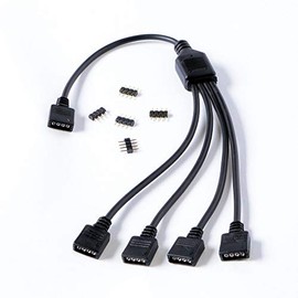 Gelid Solutions RGB 1-to-4 Splitter - ARGB Compatible, Standard 12V 4-Pin RGB and 5V 3-Pin ARGB - Connect up to 4 Devices