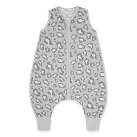 emma & noah Baby Sleeping Bag with Feet, 0.5 TOG, Muslin Sleeping Bag with Legs for Summer, 100% Organic Cotton, Oeko-Tex Certified, Stamp Bag for Newborns (Leo Grey, 70 cm)