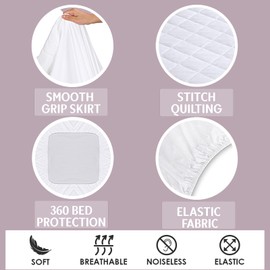 MH Home Quilted Mattress Protector Double 30 Cm Extra Deep - Quilted Mattress Topper Anti Allergy and Breathable Fitted Mattress Pad - Double(135x190+30) Cm